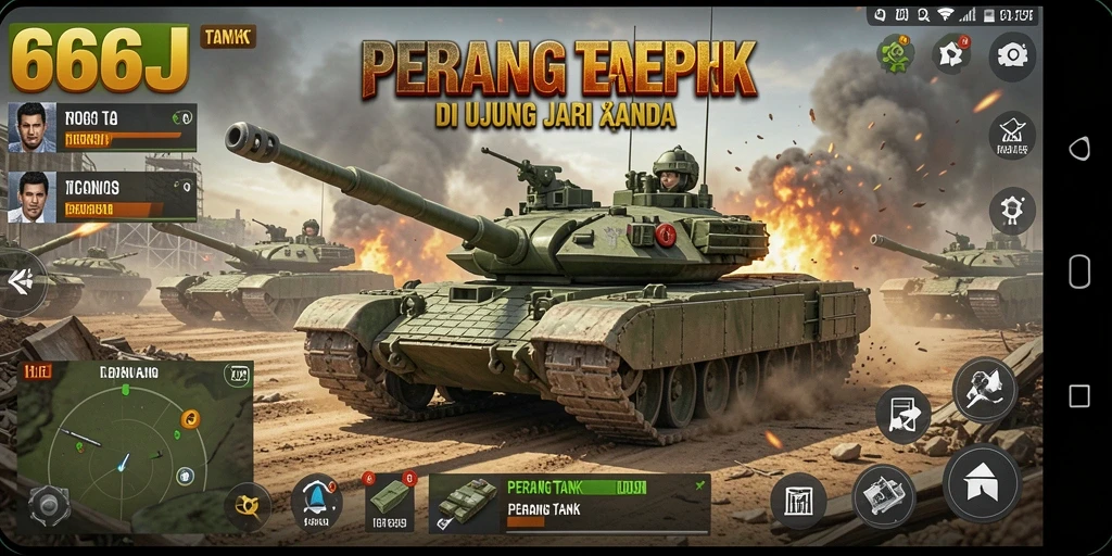 Antarmuka game Perang Tank yang menarik dan mudah dinavigasi.