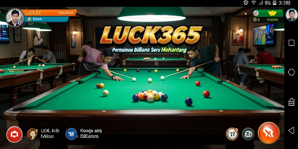 Antarmuka pengguna LUCK365 yang menarik dengan fungsi permainan billiard.