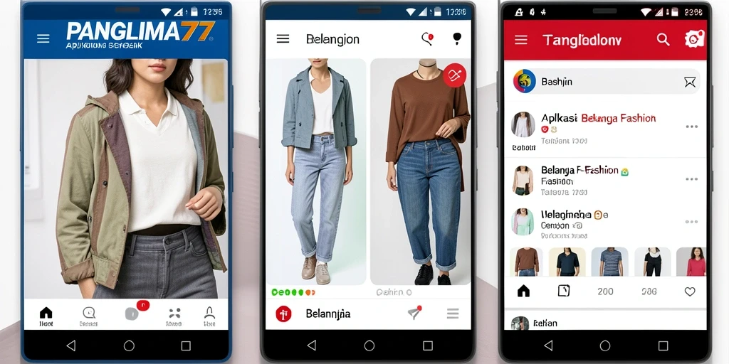 Antarmuka aplikasi PANGLIMA77 menampilkan berbagai pilihan fashion yang menarik.