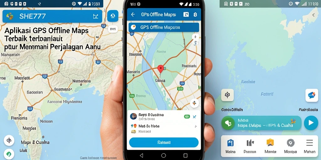Tampilan antarmuka SHE777 yang intuitif untuk GPS Offline Maps.