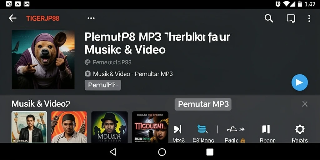 Antarmuka menarik dan fungsional aplikasi Pemutar MP3 TIGERJP88.