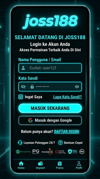 Tampilan halaman login joss188