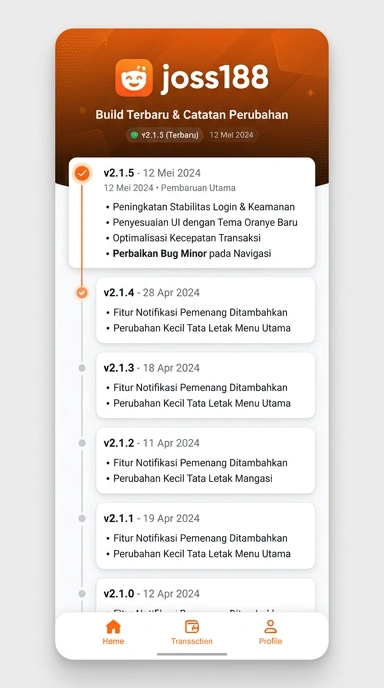 Tampilan riwayat versi joss188